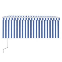 VIDAXL Auvent Automatique Store Led Capteur De Vent 3x2,5 M Bleu/blanc -Konst Decor Magasin 6426dd810e3a45.42794617