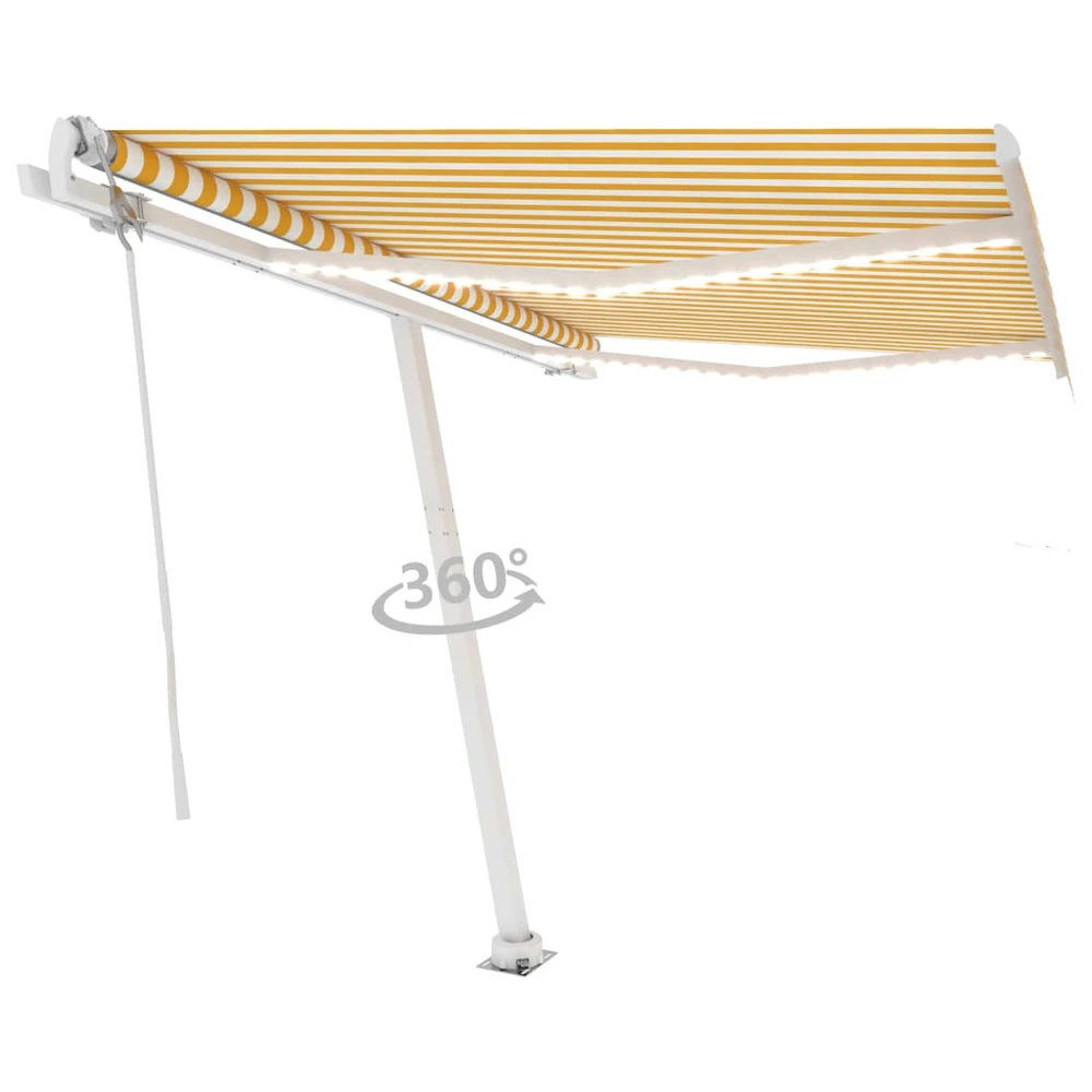 VIDAXL Auvent Automatique Capteur De Vent/led 350x250cm Jaune Et Blanc 4 VIDAXL Auvent Automatique Capteur De Vent/led 350x250cm Jaune Et Blanc – Image 4