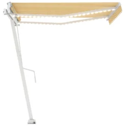 VIDAXL Auvent Automatique Capteur De Vent/led 350x250cm Jaune Et Blanc