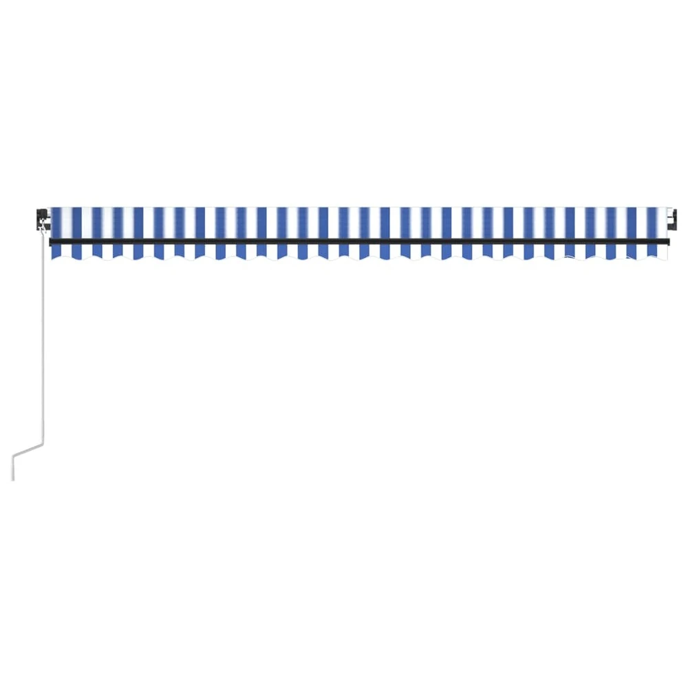 VIDAXL Auvent Manuel Rétractable 500x350 Cm Bleu Et Blanc 4 VIDAXL Auvent Manuel Rétractable 500x350 Cm Bleu Et Blanc – Image 4