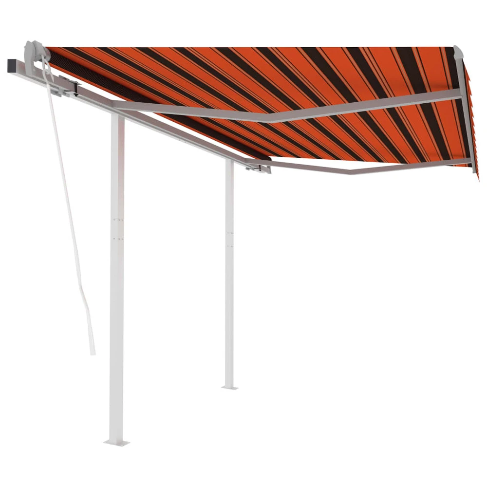 VIDAXL Auvent Rétractable Automatique Et Poteaux 3x2,5 M Orange Marron 1 VIDAXL Auvent Rétractable Automatique Et Poteaux 3x2,5 M Orange Marron