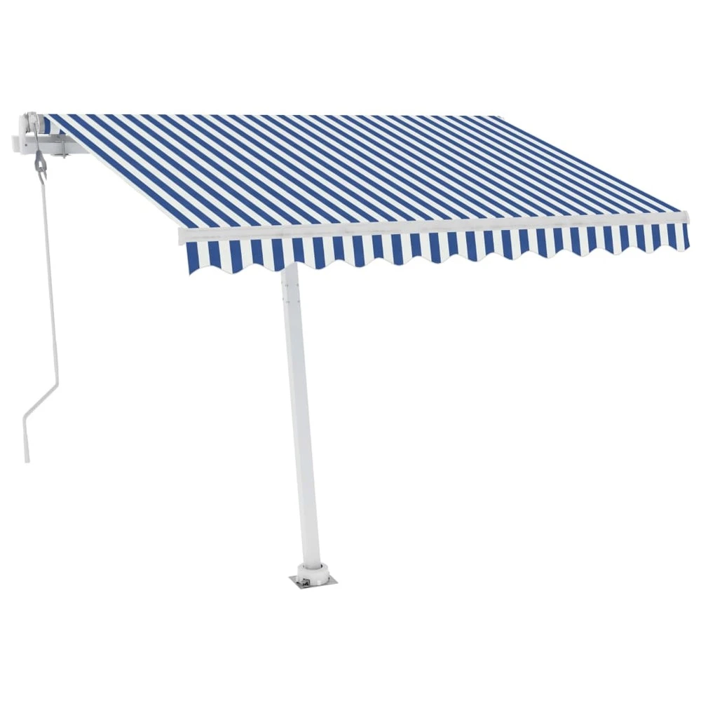 VIDAXL Auvent Automatique Capteur De Vent/led 350x250 Cm Bleu Et Blanc 5 VIDAXL Auvent Automatique Capteur De Vent/led 350x250 Cm Bleu Et Blanc – Image 5