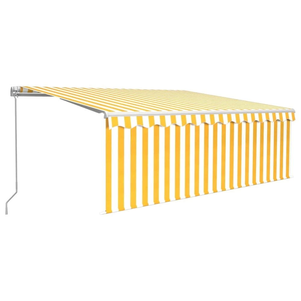 VIDAXL Auvent Manuel Rétractable Avec Store 4,5x3 M Jaune Et Blanc 1 VIDAXL Auvent Manuel Rétractable Avec Store 4,5x3 M Jaune Et Blanc