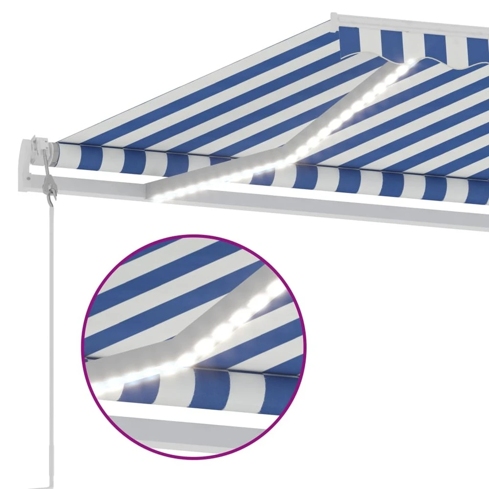 VIDAXL Auvent Automatique Capteur De Vent/led 300x250 Cm Bleu Et Blanc 7 VIDAXL Auvent Automatique Capteur De Vent/led 300x250 Cm Bleu Et Blanc – Image 7