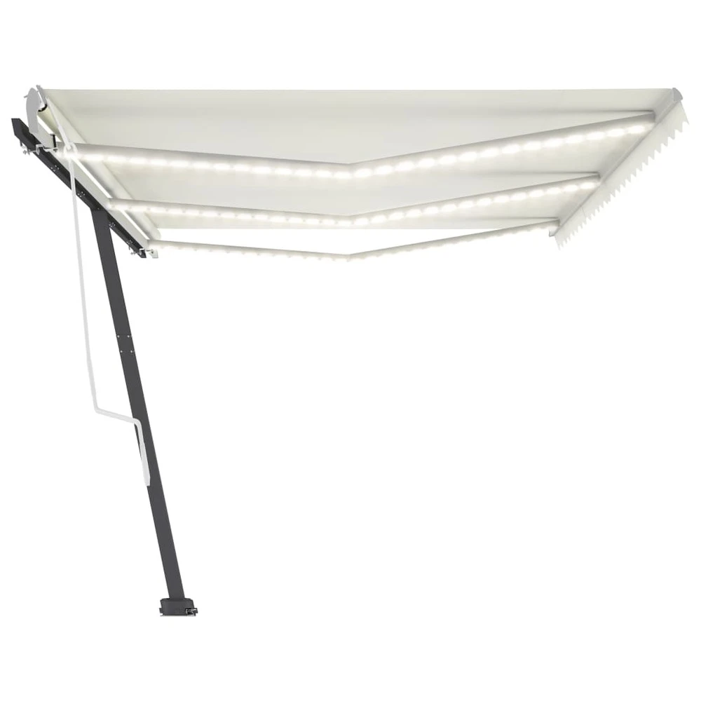 VIDAXL Auvent Manuel Rétractable Avec Led 600x350 Cm Crème 5 VIDAXL Auvent Manuel Rétractable Avec Led 600x350 Cm Crème – Image 5