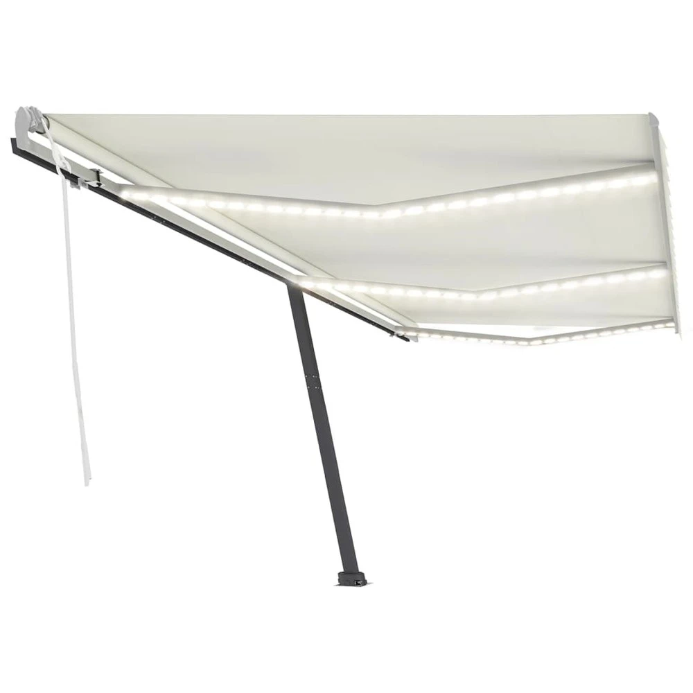 VIDAXL Auvent Manuel Rétractable Avec Led 600x350 Cm Crème 2 VIDAXL Auvent Manuel Rétractable Avec Led 600x350 Cm Crème – Image 2