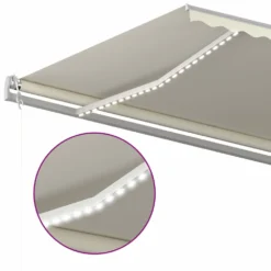 VIDAXL Auvent Manuel Rétractable Avec Led 600x350 Cm Crème 13 VIDAXL Auvent Manuel Rétractable Avec Led 600x350 Cm Crème -Konst Decor Magasin 6426ddb3bc3320.49451897