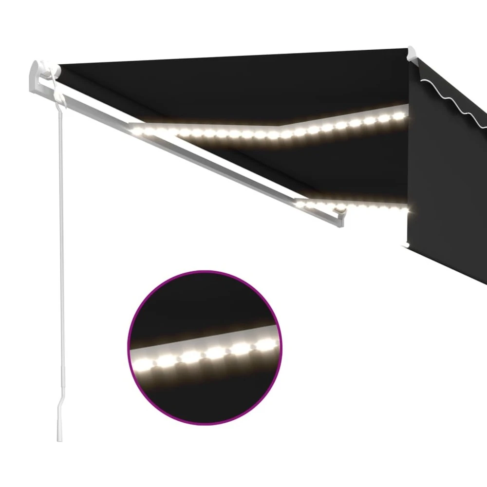 VIDAXL Auvent Automatique Store Capteur De Vent Et Led 5x3m Anthracite 4 VIDAXL Auvent Automatique Store Capteur De Vent Et Led 5x3m Anthracite – Image 4