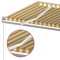 VIDAXL Auvent Automatique Capteur De Vent Et Led 6x3,5m Jaune Et Blanc -Konst Decor Magasin 6426ddd5581f51.61030224