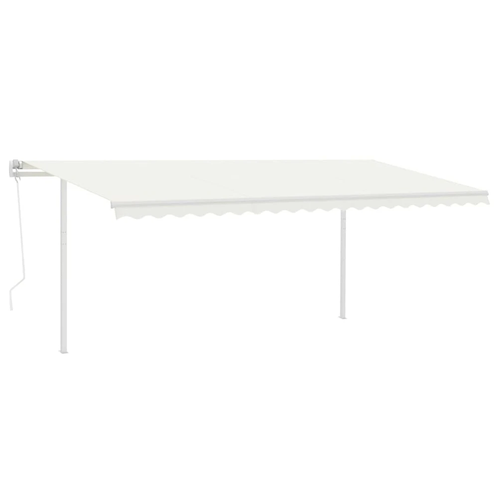 VIDAXL Auvent Automatique Rétractable Poteaux 5x3,5 M Crème 2 VIDAXL Auvent Automatique Rétractable Poteaux 5x3,5 M Crème – Image 2