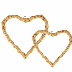 2 Coeurs En Osier 30/20 Cm