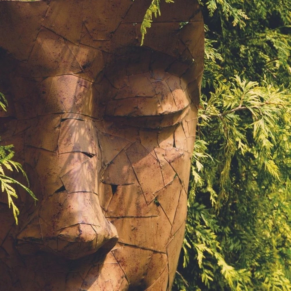 Statue Visage Métal Mosaïque 108 Cm - Brun 2 Statue Visage Métal Mosaïque 108 Cm - Brun – Image 2