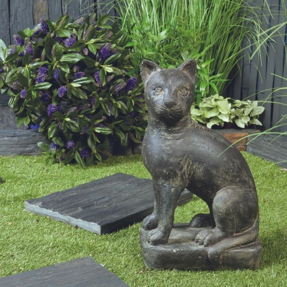 Statue Jardin Chat Assis 45 Cm - Gris Anthracite 45 Cm 2 Statue Jardin Chat Assis 45 Cm - Gris Anthracite 45 Cm – Image 2