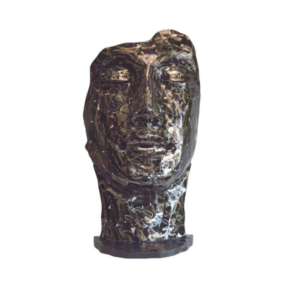 Statue Visage Métal Mosaïque 108 Cm - Gris Anthracite 1 Statue Visage Métal Mosaïque 108 Cm - Gris Anthracite
