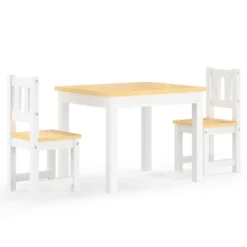 VIDAXL Ensemble De Table Et Chaises Pour Enfants 3 Pcs Blanc Et Beige