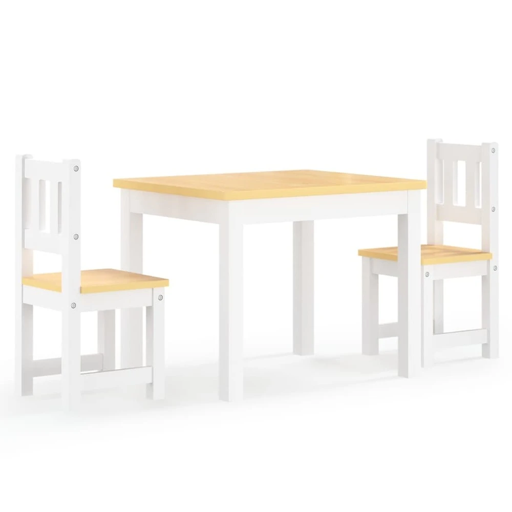 VIDAXL Ensemble De Table Et Chaises Pour Enfants 3 Pcs Blanc Et Beige 2 VIDAXL Ensemble De Table Et Chaises Pour Enfants 3 Pcs Blanc Et Beige – Image 2