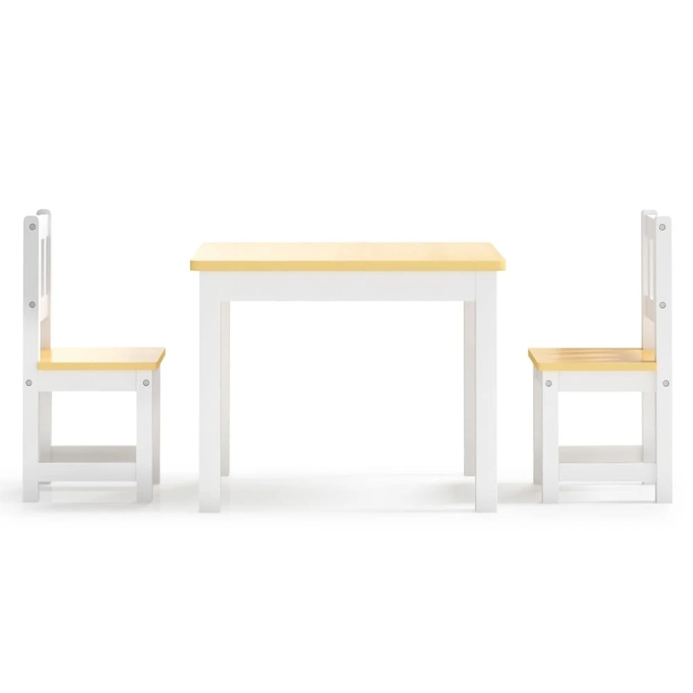 VIDAXL Ensemble De Table Et Chaises Pour Enfants 3 Pcs Blanc Et Beige 3 VIDAXL Ensemble De Table Et Chaises Pour Enfants 3 Pcs Blanc Et Beige – Image 3