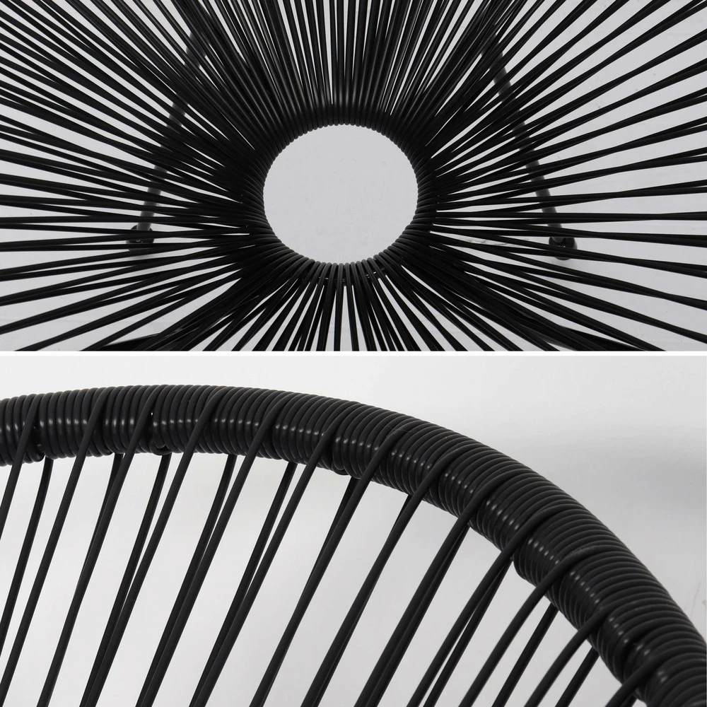 Fauteuil Acapulco Forme D'oeuf - Noir - Fauteuil 4 Pieds Design Rétro. Cordage Plastique. Intérieur / Extérieur 6 Fauteuil Acapulco Forme D'oeuf - Noir - Fauteuil 4 Pieds Design Rétro. Cordage Plastique. Intérieur / Extérieur – Image 6