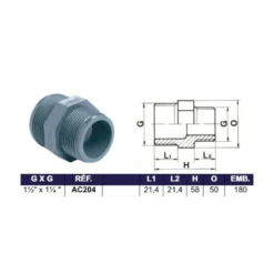 Douille Reduction Filete 1"1/2 X1"1/4