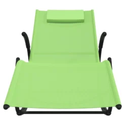 VIDAXL Chaise Longue à Bascule Vert Acier Et Textilène 8 VIDAXL Chaise Longue à Bascule Vert Acier Et Textilène -Konst Decor Magasin 644be8b2b456f1.18285588