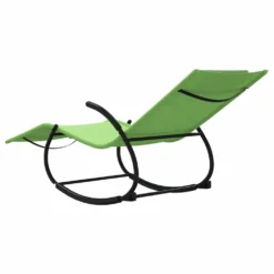 VIDAXL Chaise Longue à Bascule Vert Acier Et Textilène 10 VIDAXL Chaise Longue à Bascule Vert Acier Et Textilène -Konst Decor Magasin 644be8b2bb99d4.20306647