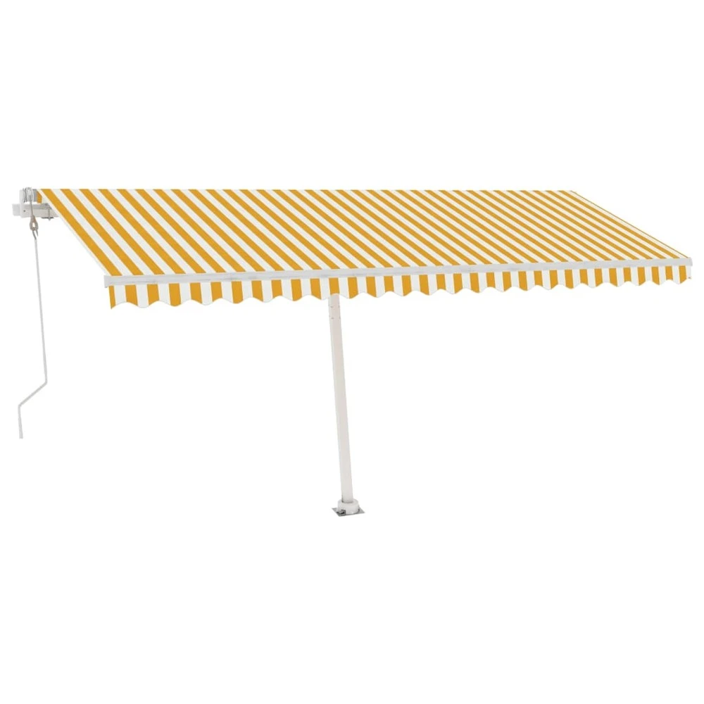 VIDAXL Auvent Automatique Capteur De Vent Led 500x350cm Jaune Et Blanc 2 VIDAXL Auvent Automatique Capteur De Vent Led 500x350cm Jaune Et Blanc – Image 2
