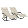VIDAXL Chaises Longues à Bascule 2 Pcs Crème Acier Et Textilène