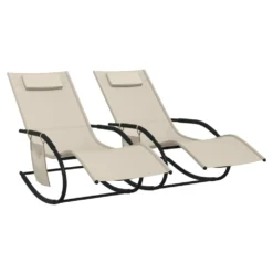 VIDAXL Chaises Longues à Bascule 2 Pcs Crème Acier Et Textilène