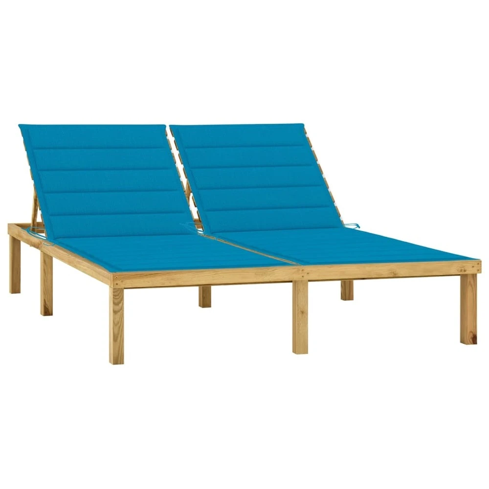 VIDAXL Chaise Longue Double Et Coussins Bleu Pin Imprégné 1 VIDAXL Chaise Longue Double Et Coussins Bleu Pin Imprégné