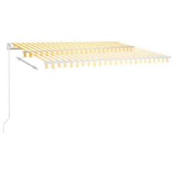 VIDAXL Auvent Rétractable Automatique Et Poteaux 4,5x3m Jaune Et Blanc 11 VIDAXL Auvent Rétractable Automatique Et Poteaux 4,5x3m Jaune Et Blanc -Konst Decor Magasin 645657dcb13712.02894024