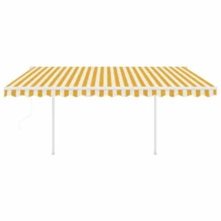 VIDAXL Auvent Rétractable Automatique Et Poteaux 4,5x3m Jaune Et Blanc 9 VIDAXL Auvent Rétractable Automatique Et Poteaux 4,5x3m Jaune Et Blanc -Konst Decor Magasin 645657dcb75b98.61639470
