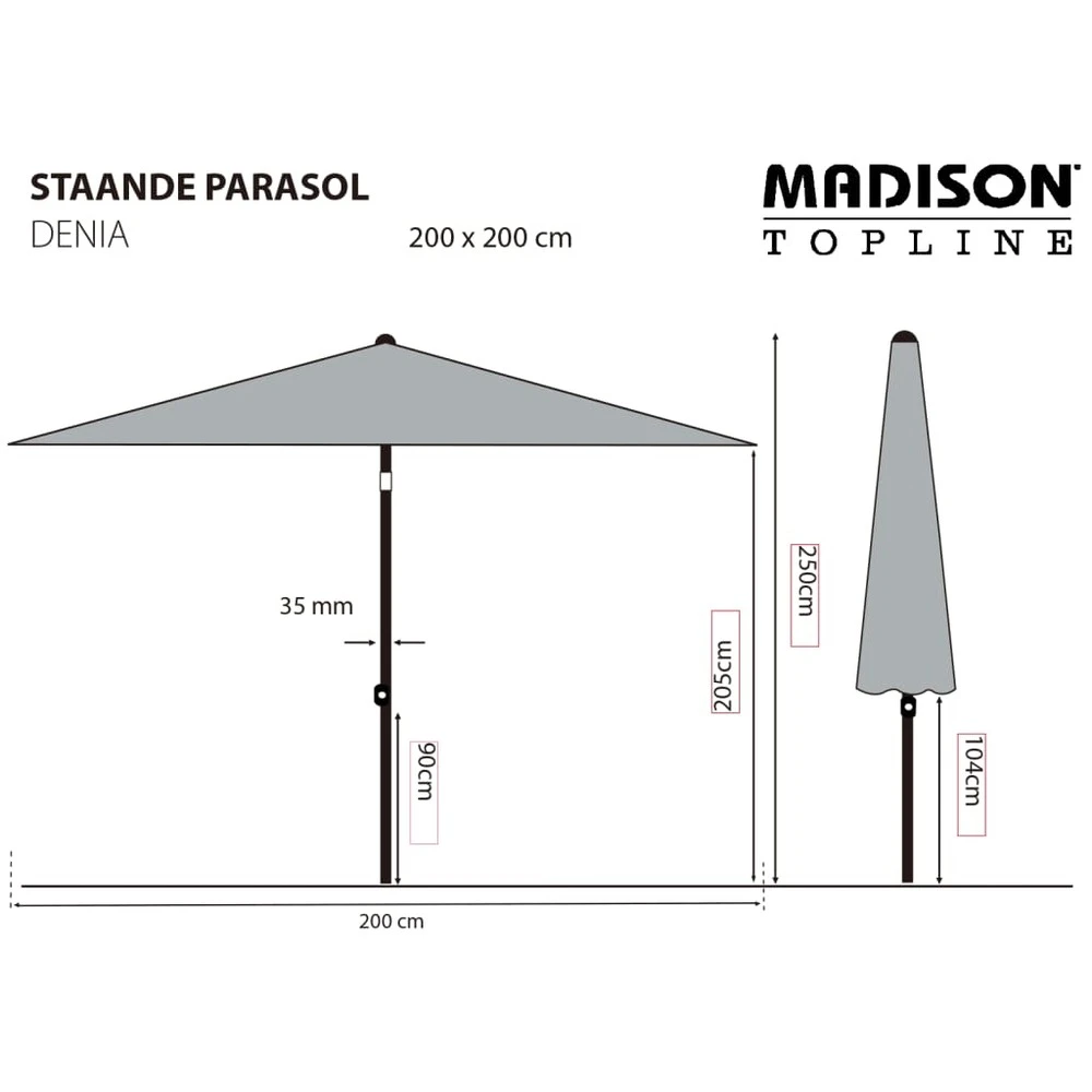 Madison Parasol Denia 200x200 Cm écru 6 Madison Parasol Denia 200x200 Cm écru – Image 6