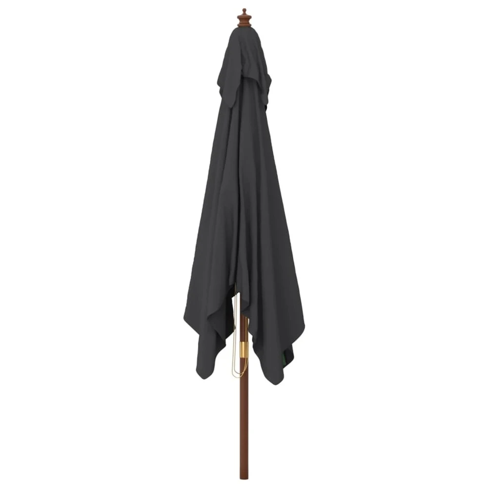 VIDAXL Parasol De Jardin Avec Mât En Bois Noir 300x300x273 Cm 4 VIDAXL Parasol De Jardin Avec Mât En Bois Noir 300x300x273 Cm – Image 4