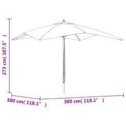 VIDAXL Parasol De Jardin Avec Mât En Bois Noir 300x300x273 Cm 13 VIDAXL Parasol De Jardin Avec Mât En Bois Noir 300x300x273 Cm -Konst Decor Magasin 645801e1174042.82994746