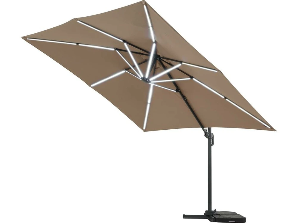 Parasol Jardin Déporté Led Alu "sun 4 Luxe" - Rectangle - 3 X 4 M - Taupe - Dalles à Lester Incluses 3 Parasol Jardin Déporté Led Alu "sun 4 Luxe" - Rectangle - 3 X 4 M - Taupe - Dalles à Lester Incluses – Image 3