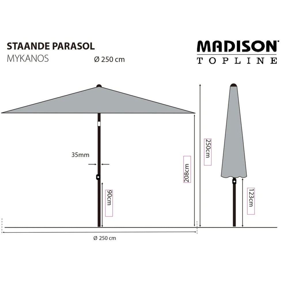 Madison Parasol Mykanos 250 Cm écru 6 Madison Parasol Mykanos 250 Cm écru – Image 6