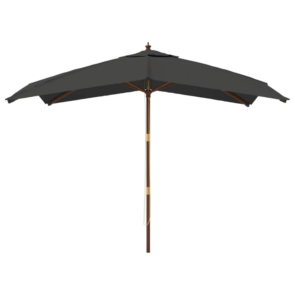 VIDAXL Parasol De Jardin Avec Mât En Bois Anthracite 300x300x273 Cm 3 VIDAXL Parasol De Jardin Avec Mât En Bois Anthracite 300x300x273 Cm – Image 3