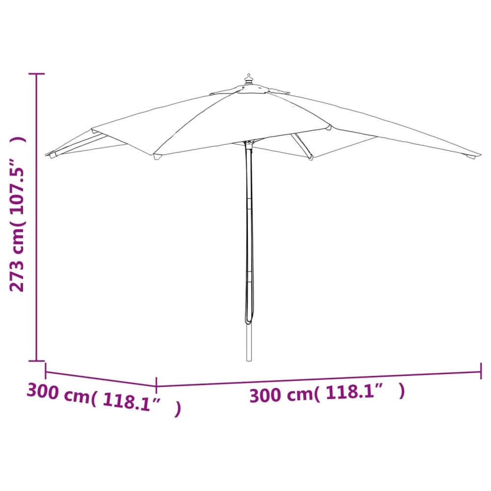 VIDAXL Parasol De Jardin Avec Mât En Bois Anthracite 300x300x273 Cm 7 VIDAXL Parasol De Jardin Avec Mât En Bois Anthracite 300x300x273 Cm – Image 7