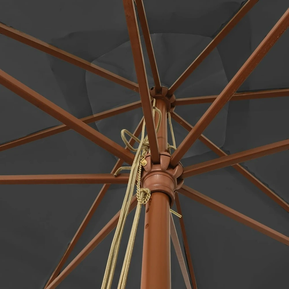 VIDAXL Parasol De Jardin Avec Mât En Bois Anthracite 300x300x273 Cm 5 VIDAXL Parasol De Jardin Avec Mât En Bois Anthracite 300x300x273 Cm – Image 5