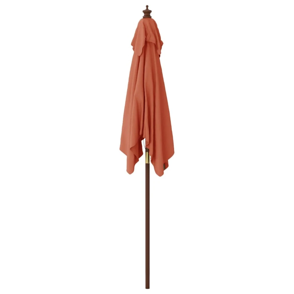VIDAXL Parasol De Jardin Avec Mât En Bois Terre Cuite 198x198x231 Cm 4 VIDAXL Parasol De Jardin Avec Mât En Bois Terre Cuite 198x198x231 Cm – Image 4