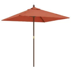VIDAXL Parasol De Jardin Avec Mât En Bois Terre Cuite 198x198x231 Cm