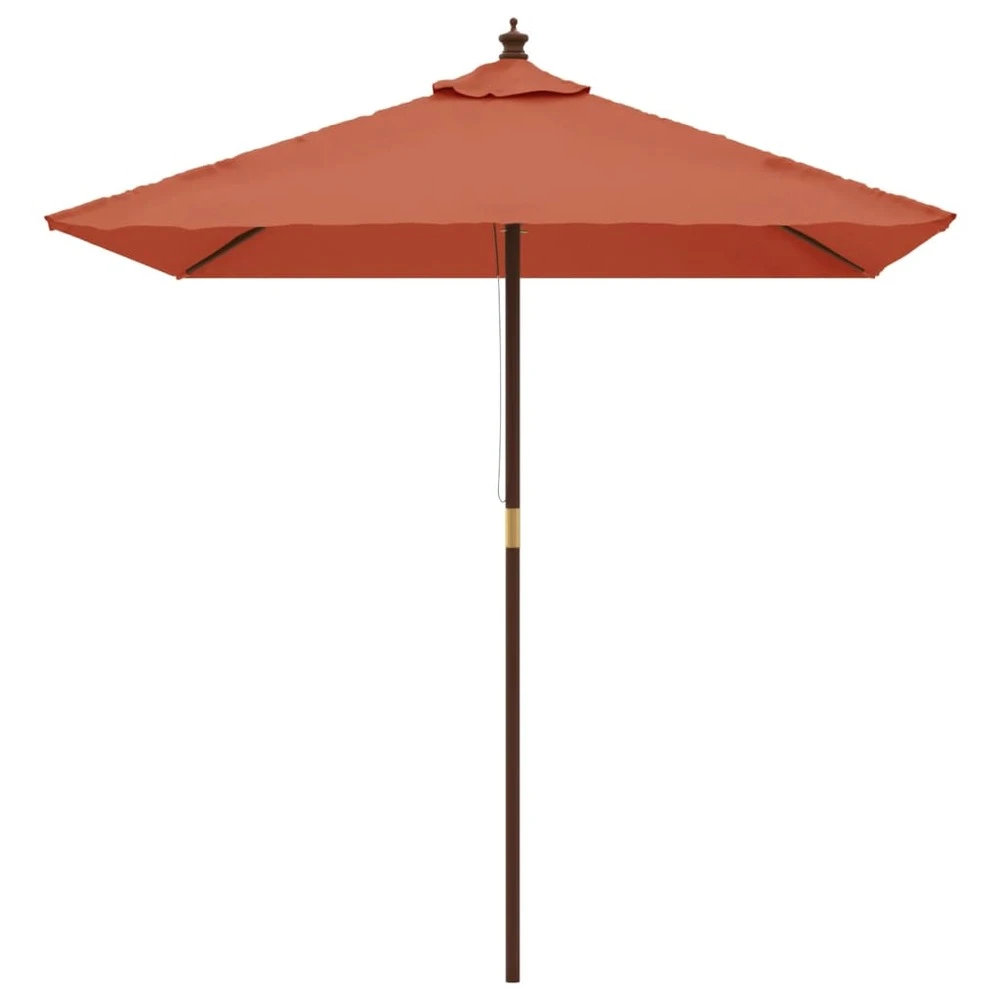VIDAXL Parasol De Jardin Avec Mât En Bois Terre Cuite 198x198x231 Cm 3 VIDAXL Parasol De Jardin Avec Mât En Bois Terre Cuite 198x198x231 Cm – Image 3