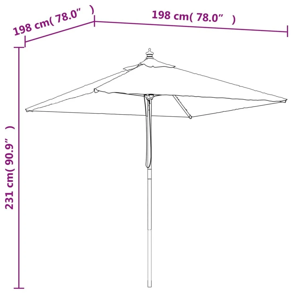 VIDAXL Parasol De Jardin Avec Mât En Bois Terre Cuite 198x198x231 Cm 7 VIDAXL Parasol De Jardin Avec Mât En Bois Terre Cuite 198x198x231 Cm – Image 7