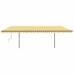 VIDAXL Auvent Rétractable Manuel Et Poteaux 3,5x2,5 M Jaune Et Blanc 11 VIDAXL Auvent Rétractable Manuel Et Poteaux 3,5x2,5 M Jaune Et Blanc -Konst Decor Magasin 645a95ab905312.39971400