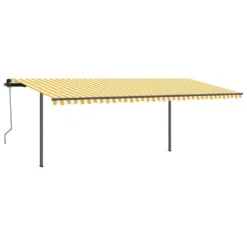VIDAXL Auvent Rétractable Manuel Et Poteaux 3,5x2,5 M Jaune Et Blanc 9 VIDAXL Auvent Rétractable Manuel Et Poteaux 3,5x2,5 M Jaune Et Blanc -Konst Decor Magasin 645a95ab979895.14729396