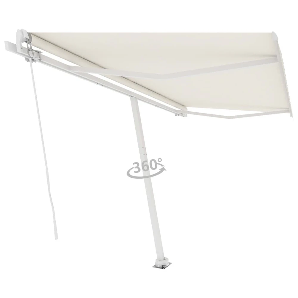 VIDAXL Auvent Manuel Rétractable Sur Pied 450x350 Cm Crème 4 VIDAXL Auvent Manuel Rétractable Sur Pied 450x350 Cm Crème – Image 4