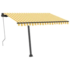 VIDAXL Auvent Automatique Capteur De Vent/led 350x250cm Jaune Et Blanc -Konst Decor Magasin 645a95b29a8d41.85957436