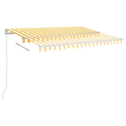 VIDAXL Auvent Automatique Capteur De Vent/led 350x250cm Jaune Et Blanc -Konst Decor Magasin 645a95b2a12a95.57791145