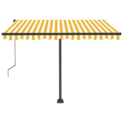 VIDAXL Auvent Automatique Capteur De Vent/led 350x250cm Jaune Et Blanc -Konst Decor Magasin 645a95b2b22315.06464441
