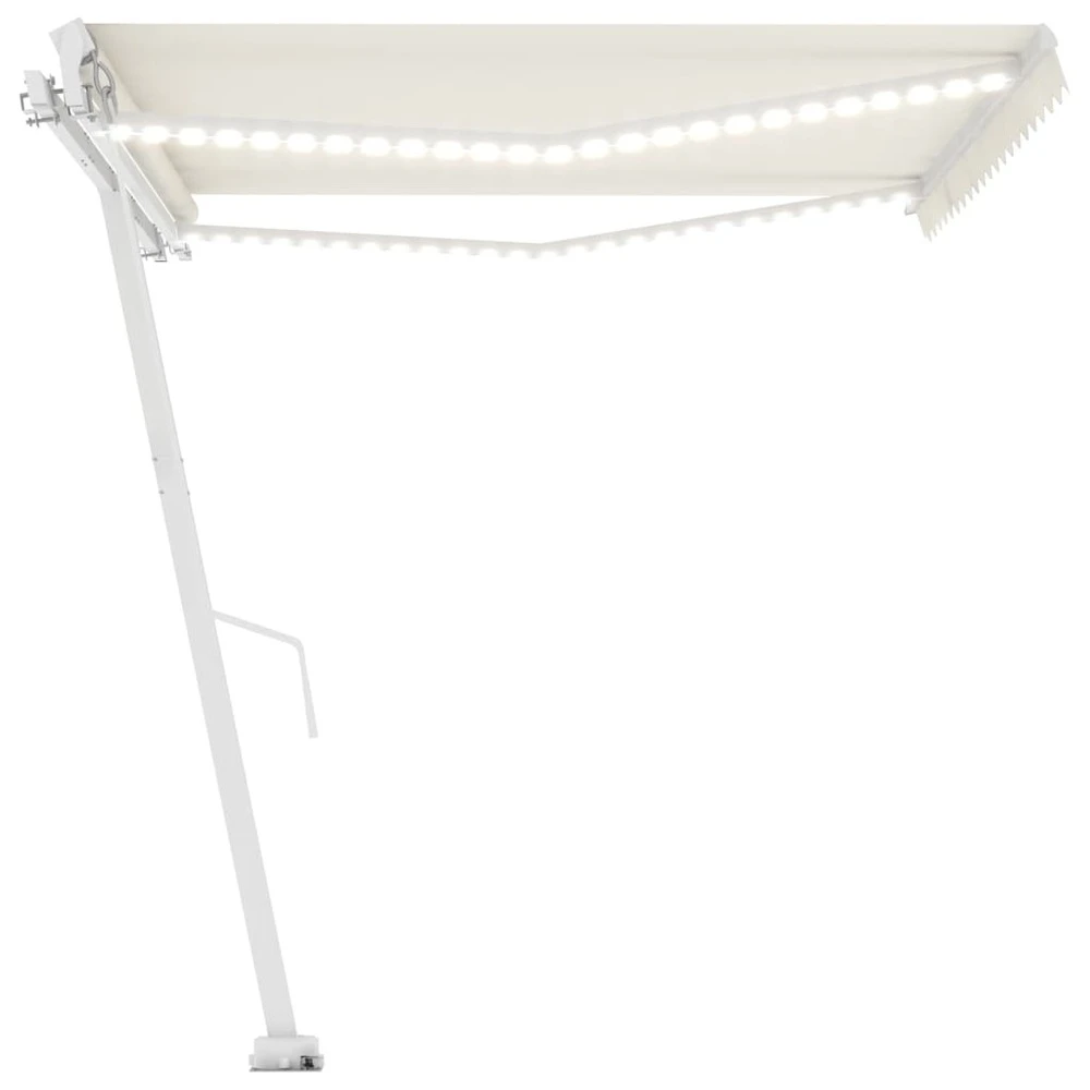 VIDAXL Auvent Manuel Rétractable Avec Led 450x300 Cm Crème 6 VIDAXL Auvent Manuel Rétractable Avec Led 450x300 Cm Crème – Image 6